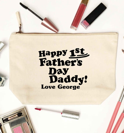 Personalised happy first Father's day natural makeup bag