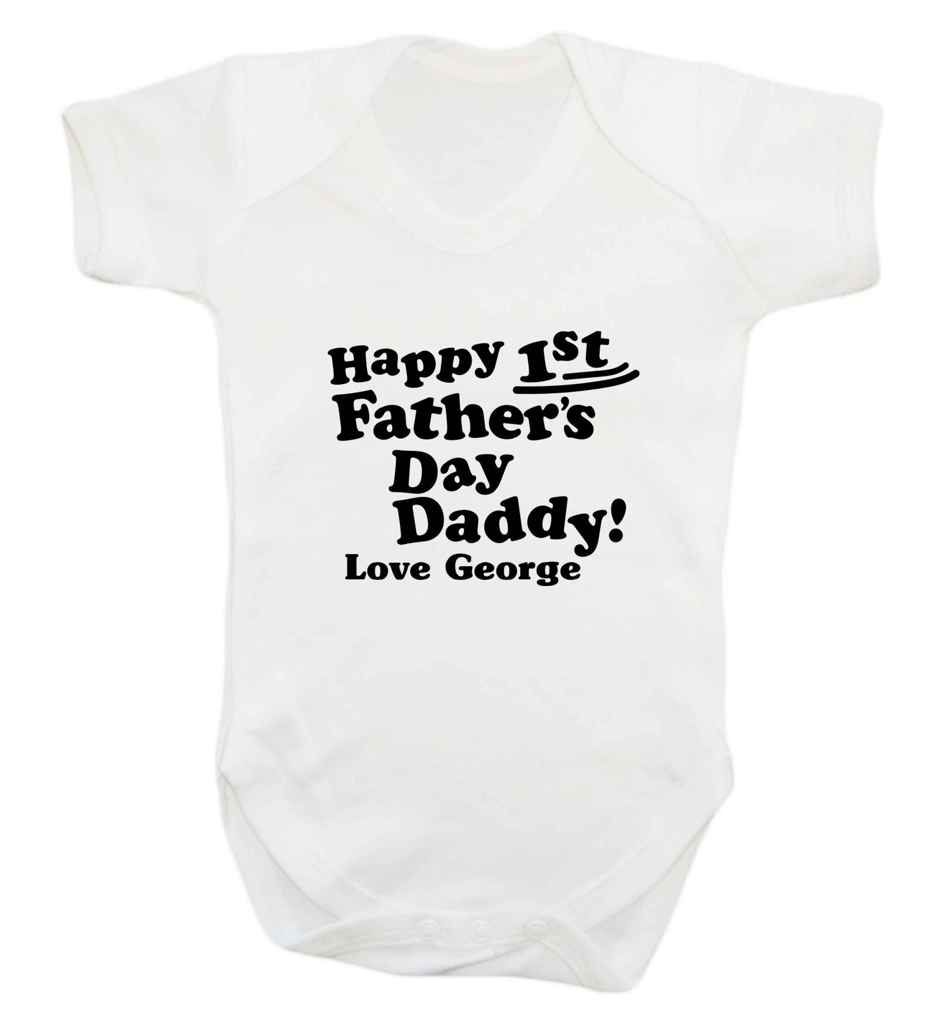 Personalised happy first Father's day baby bodysuit white 18-24 months