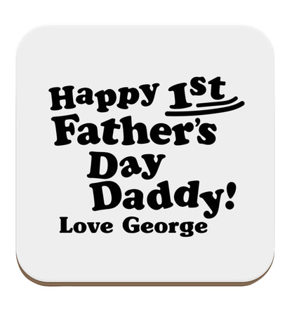 Personalised happy first Father's day set of four coasters