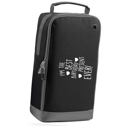 I'm the best birthday present ever black sports shoe bag horizontal print
