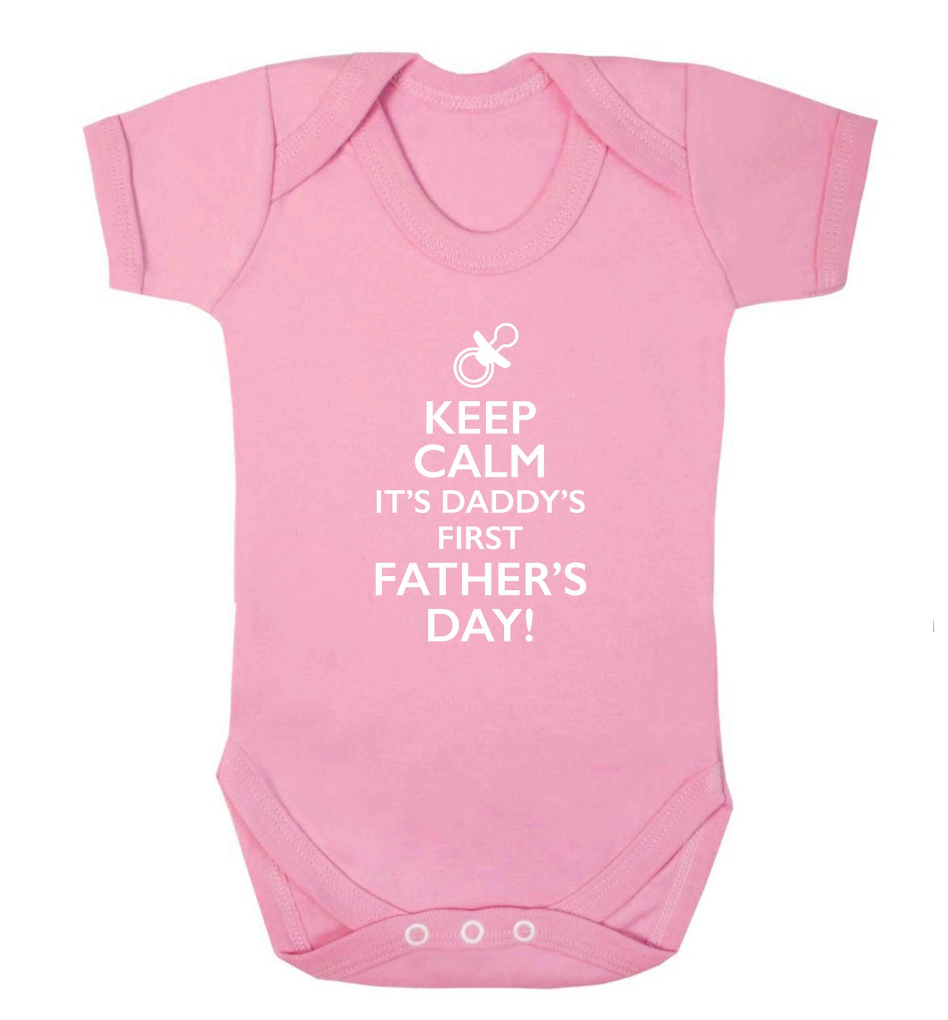 Keep calm it's daddy's first father's day  baby bodysuit pale pink 18-24 months