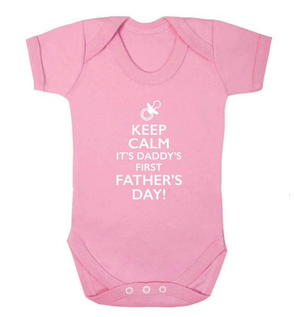 Keep calm it's daddy's first father's day  baby bodysuit pale pink 18-24 months