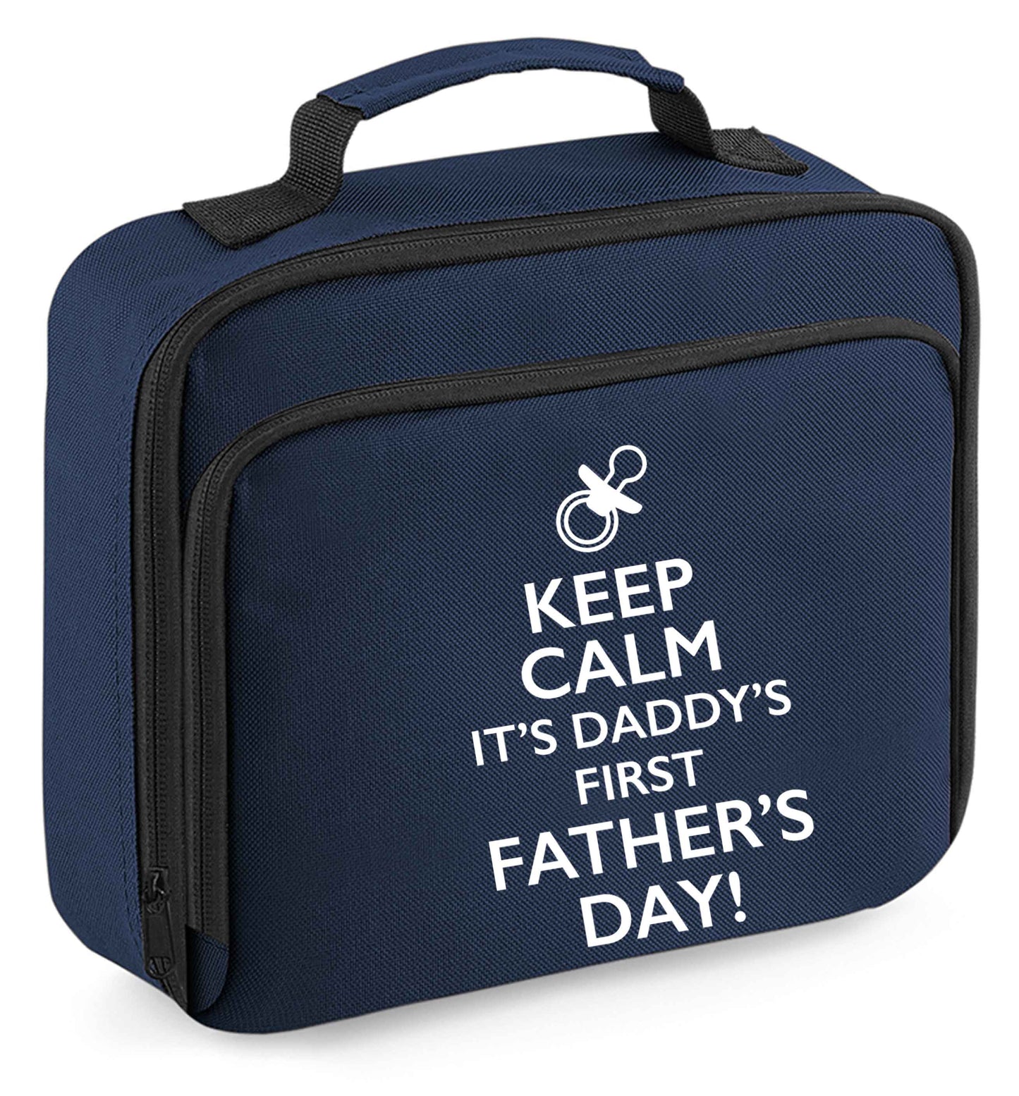Keep calm it's daddy's first father's day  insulated navy lunch bag cooler