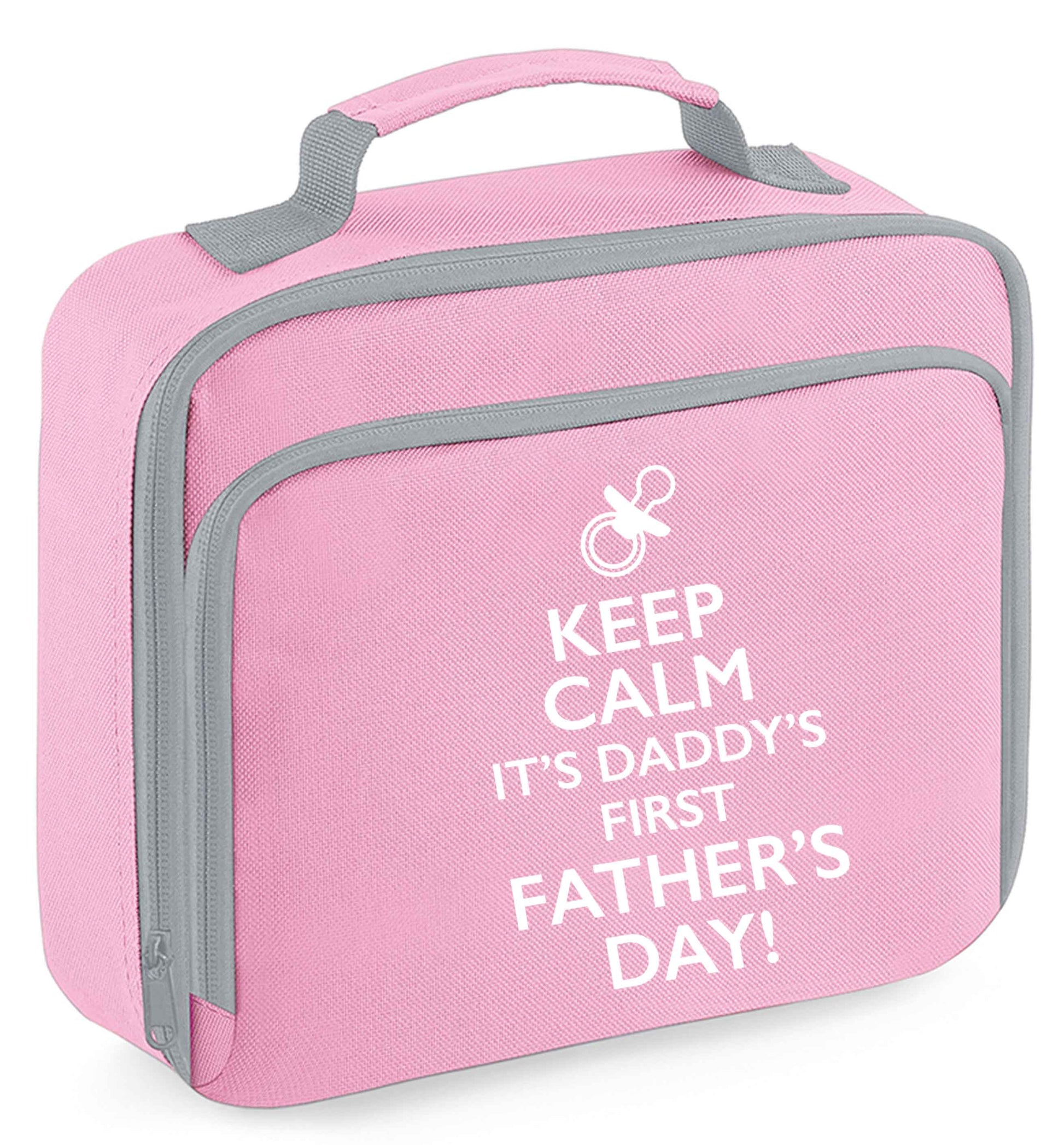 Keep calm it's daddy's first father's day  insulated pink lunch bag cooler