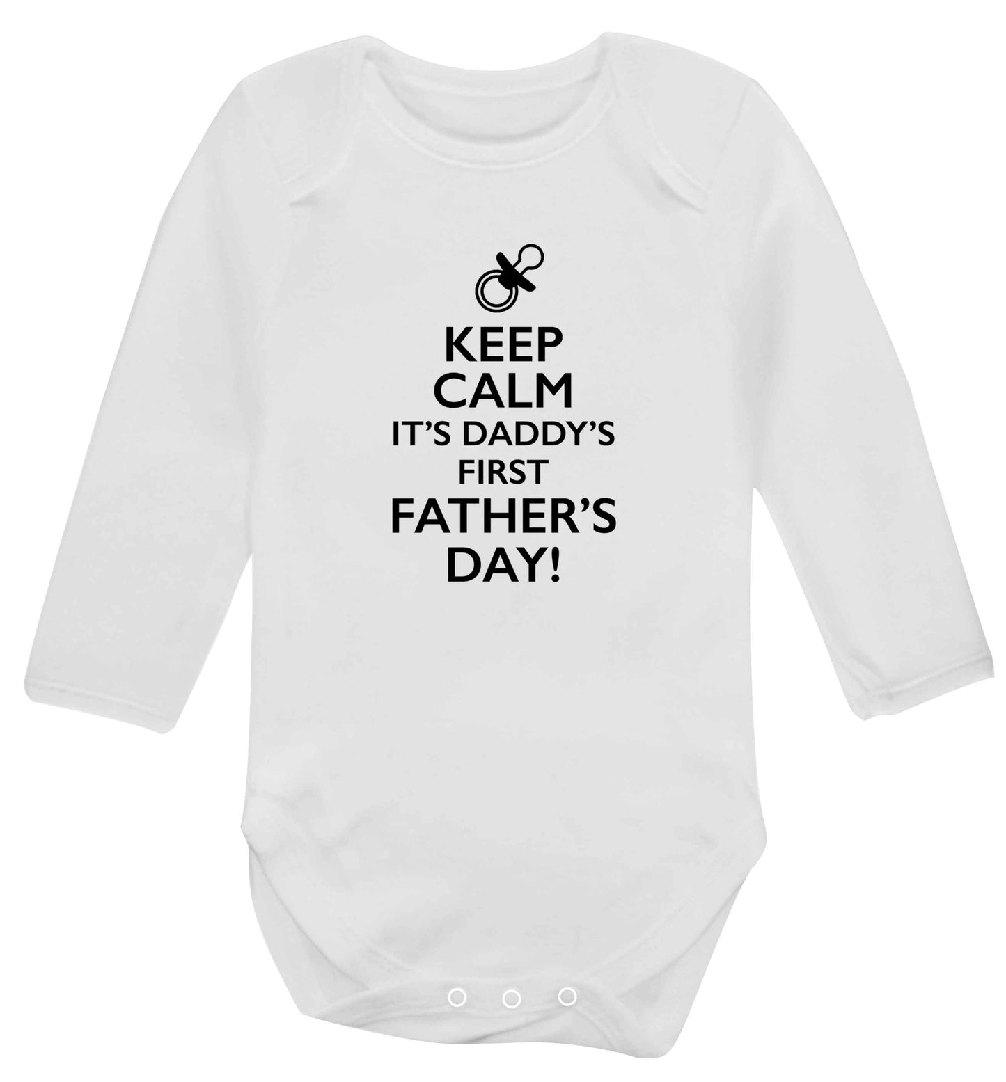 Keep calm it's daddy's first father's day  baby bodysuit long sleeved white 6-12 months