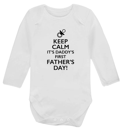 Keep calm it's daddy's first father's day  baby bodysuit long sleeved white 6-12 months