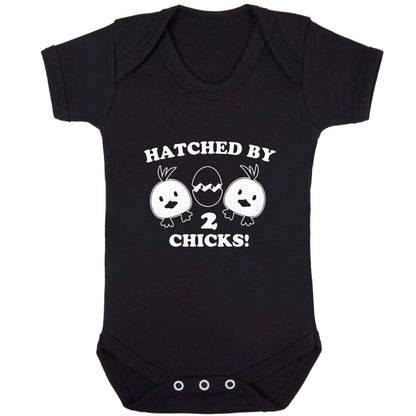 Hatched by two chicks baby bodysuit black 18-24 months
