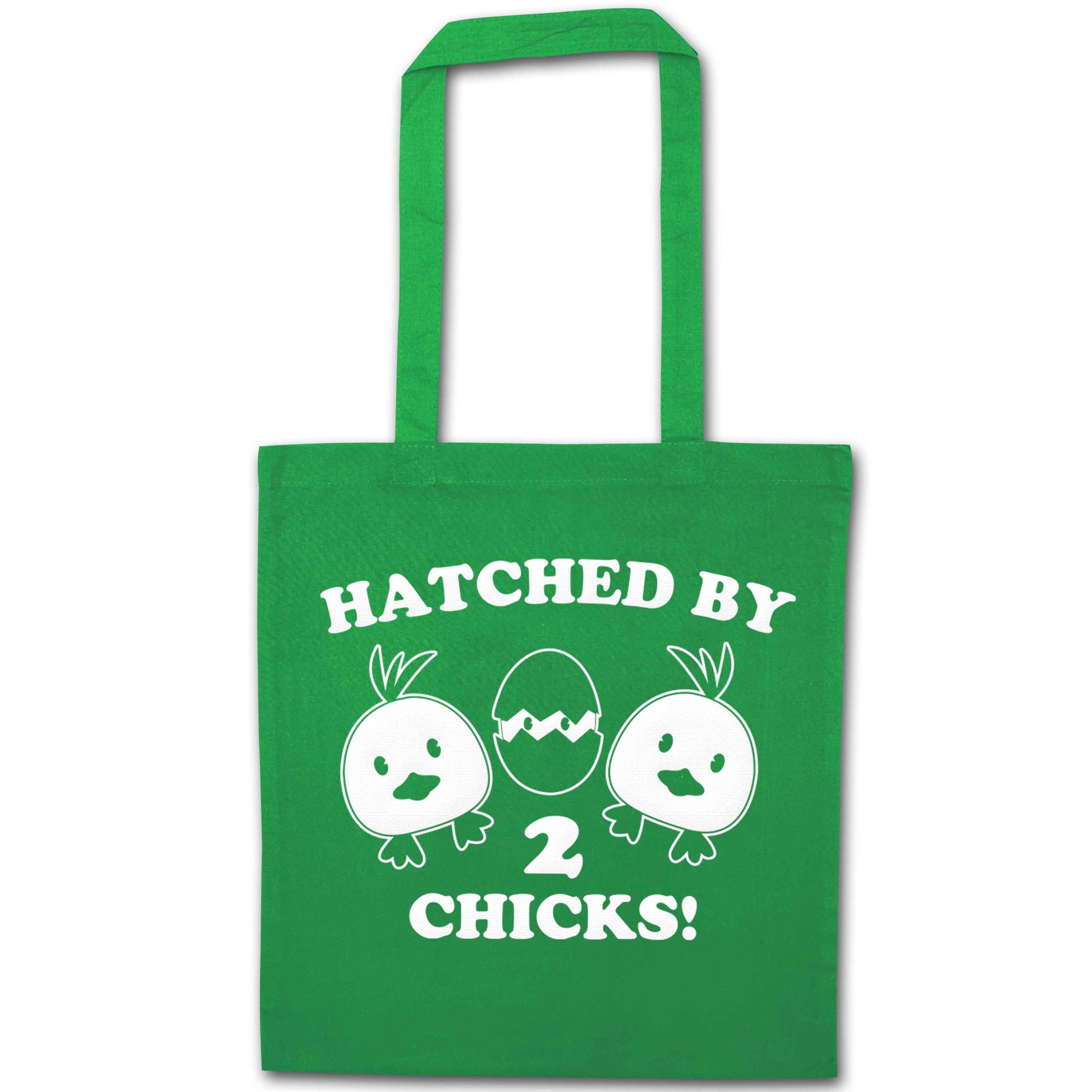 Hatched by two chicks green tote bag