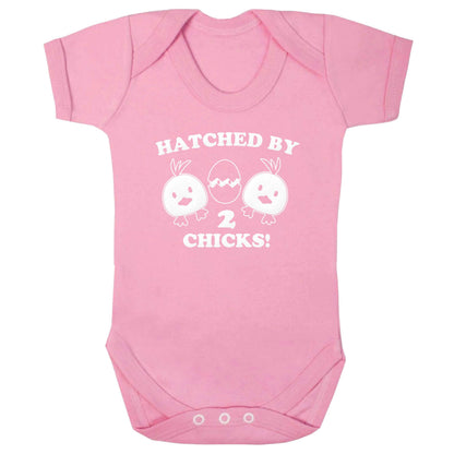 Hatched by two chicks baby bodysuit pale pink 18-24 months