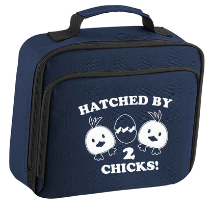 Hatched by two chicks insulated navy lunch bag cooler