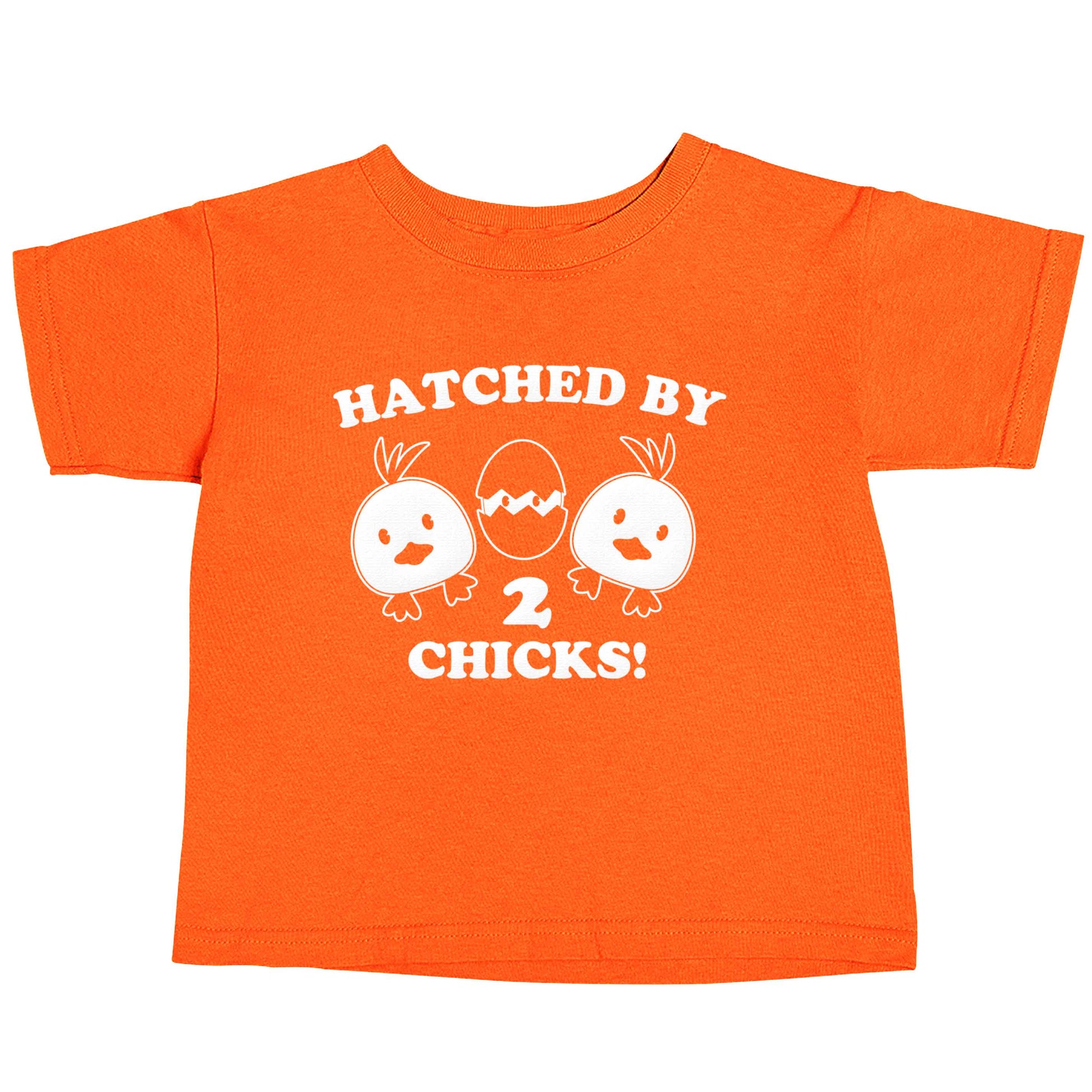 Hatched by two chicks orange baby toddler Tshirt 2 Years