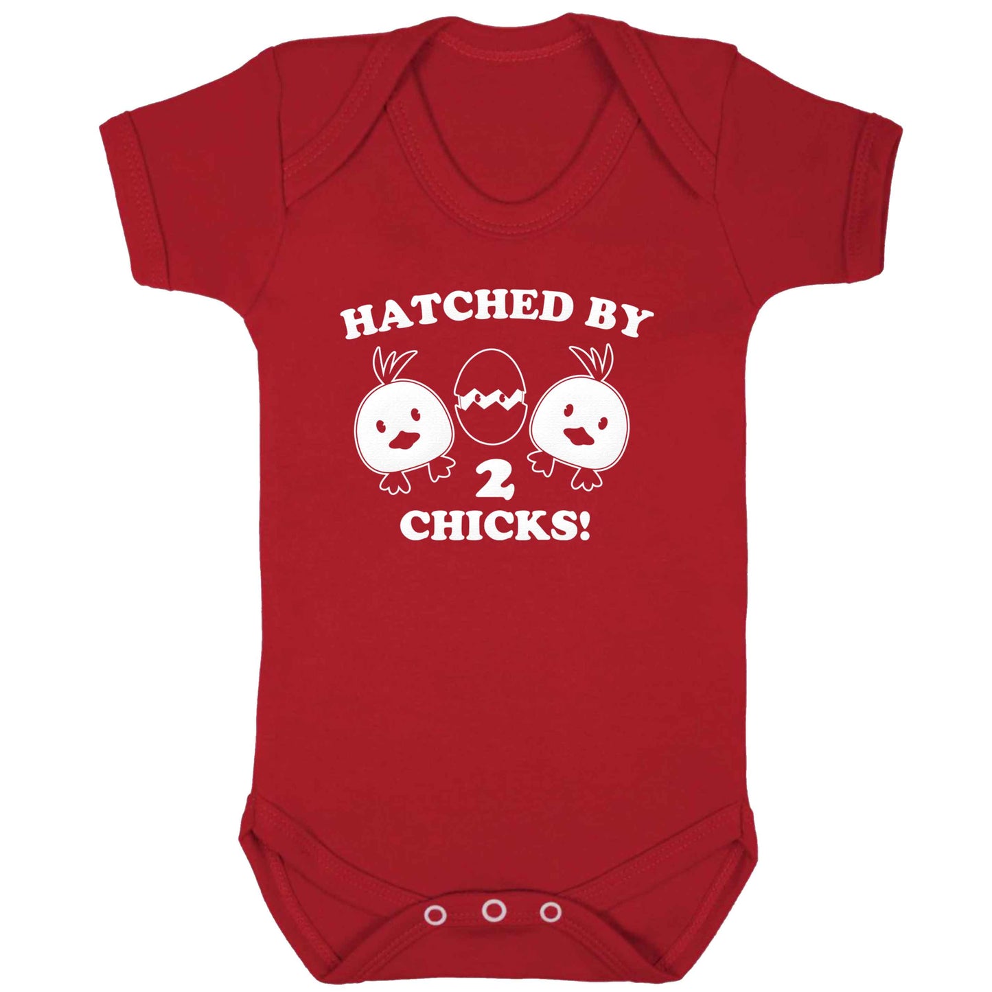 Hatched by two chicks baby bodysuit red 18-24 months