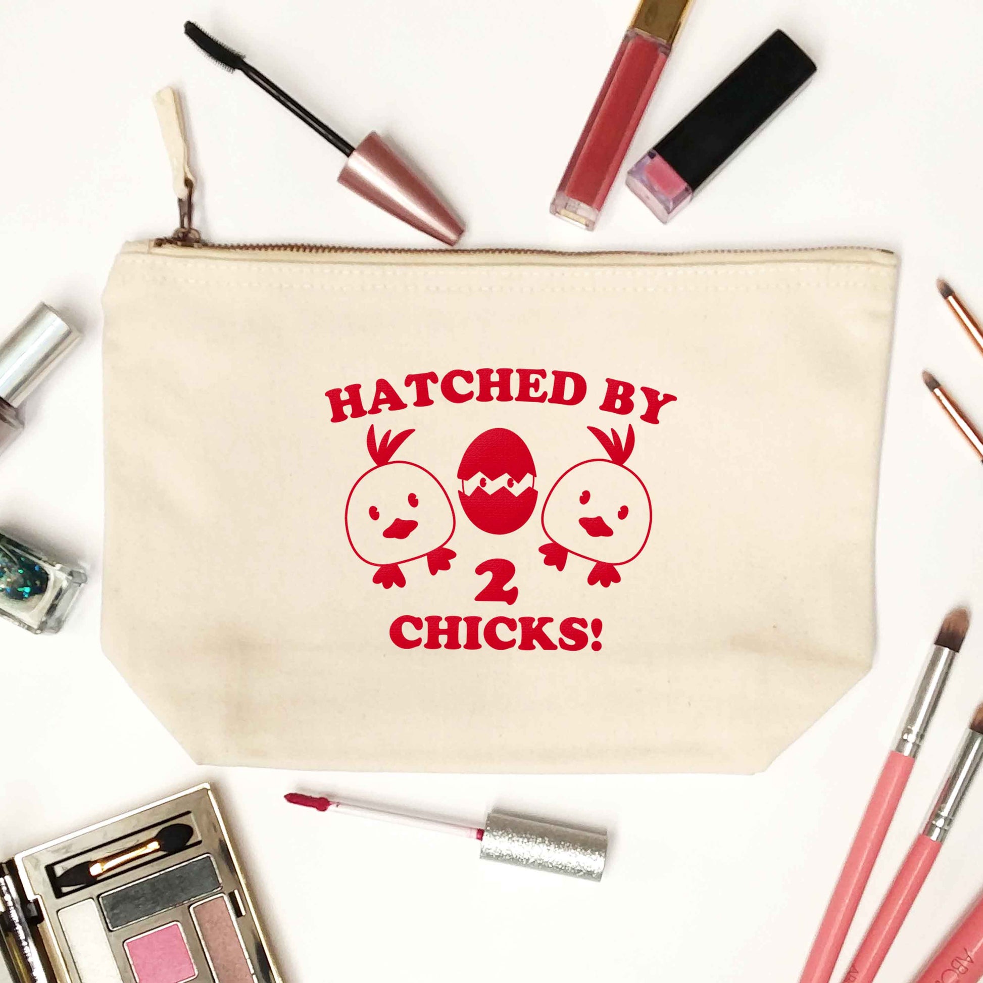 Hatched by two chicks natural makeup bag