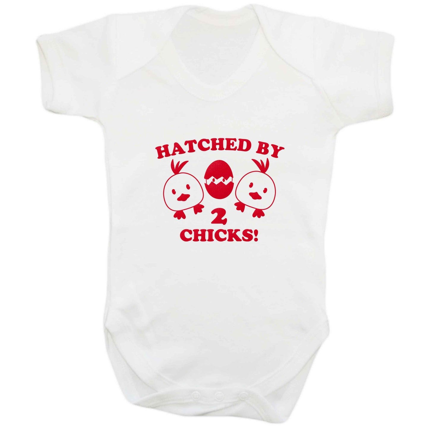 Hatched by two chicks baby bodysuit white 18-24 months