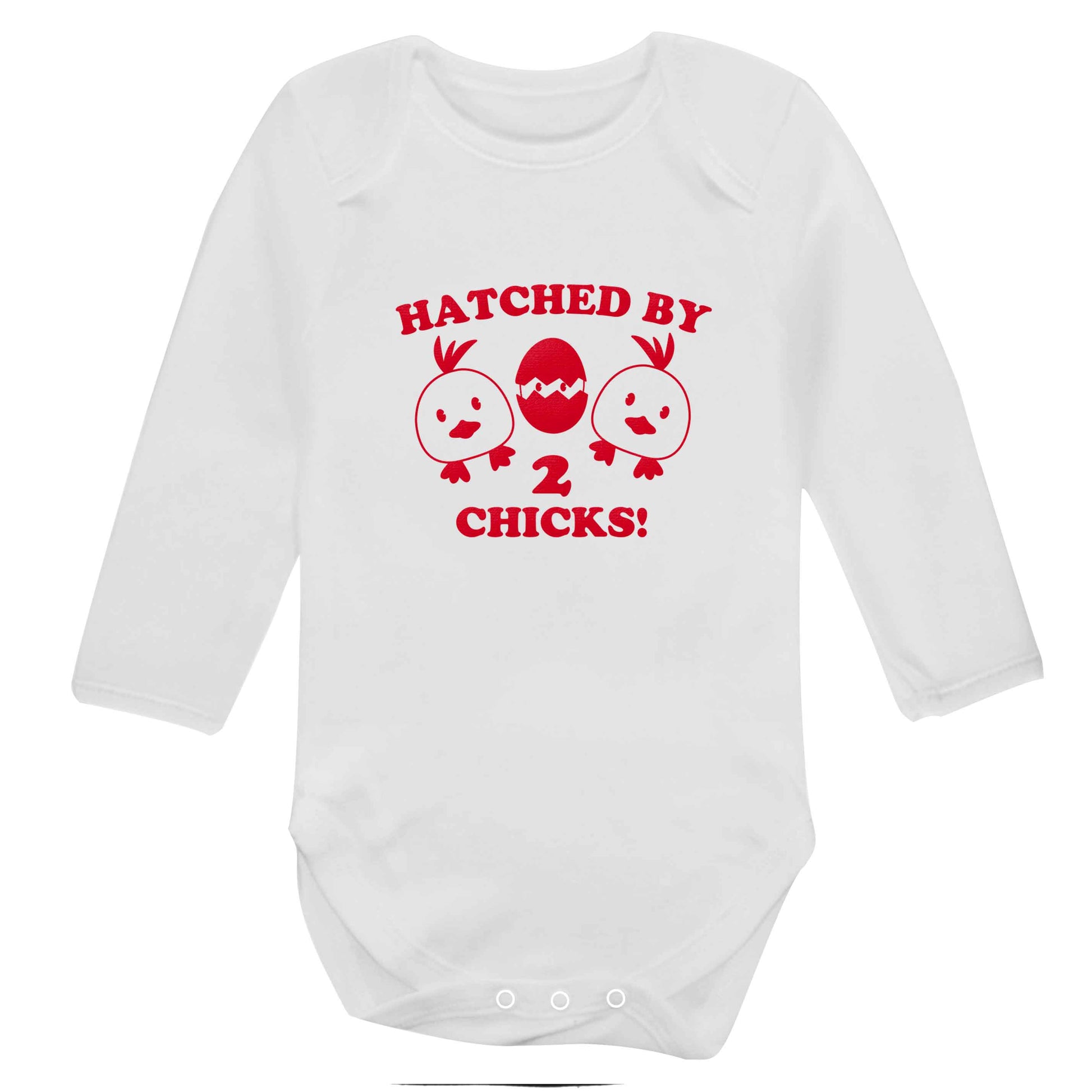 Hatched by two chicks baby bodysuit long sleeved white 6-12 months