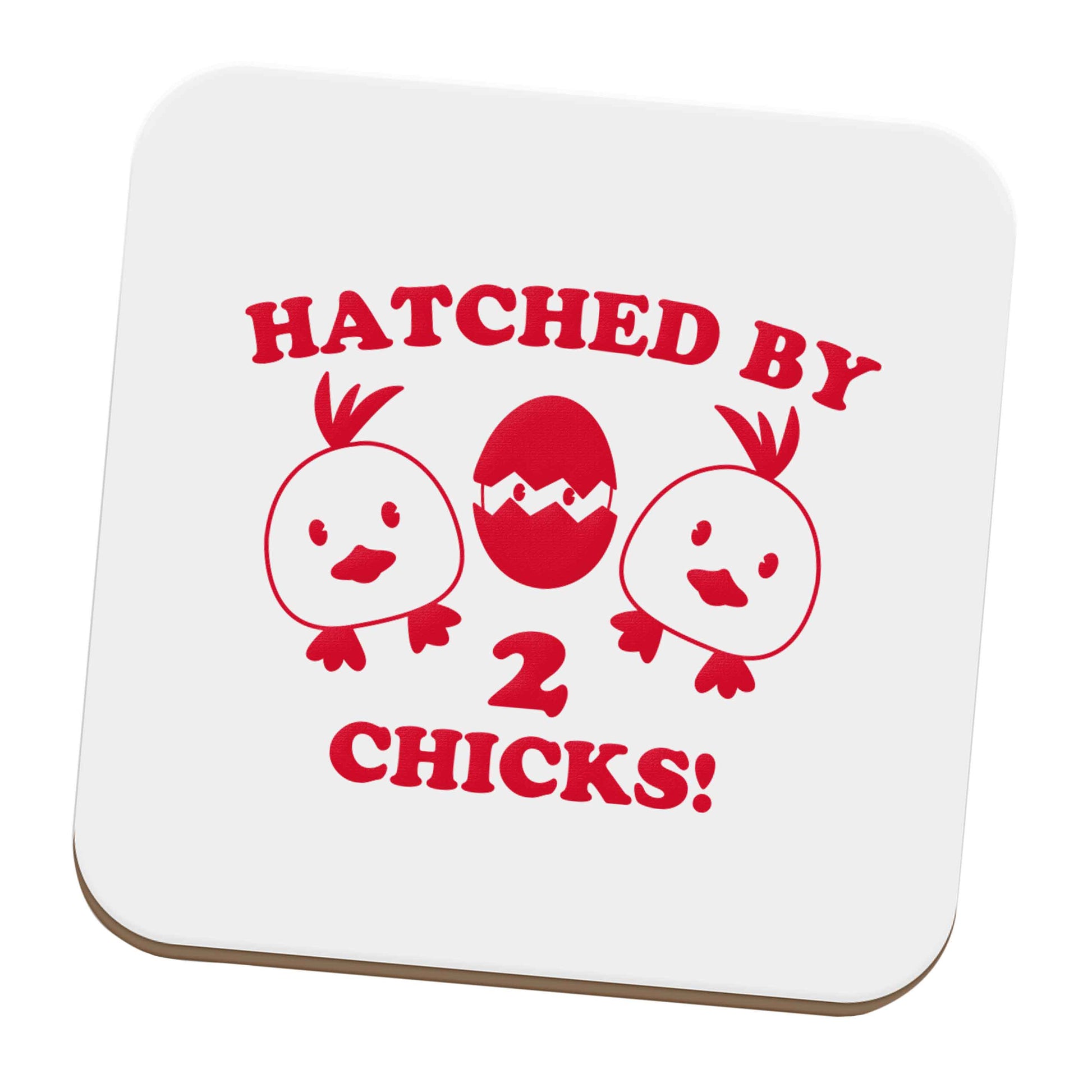 Hatched by two chicks set of four coasters