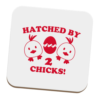 Hatched by two chicks set of four coasters