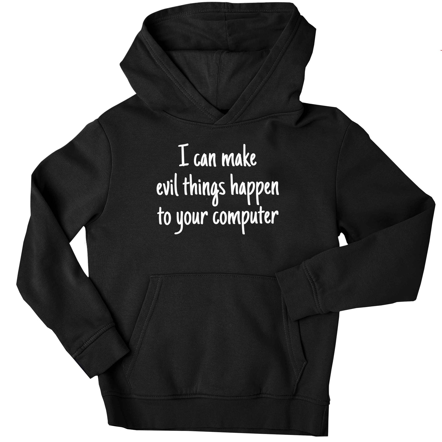 I can make evil things happen to your computer children's black hoodie 12-13 Years