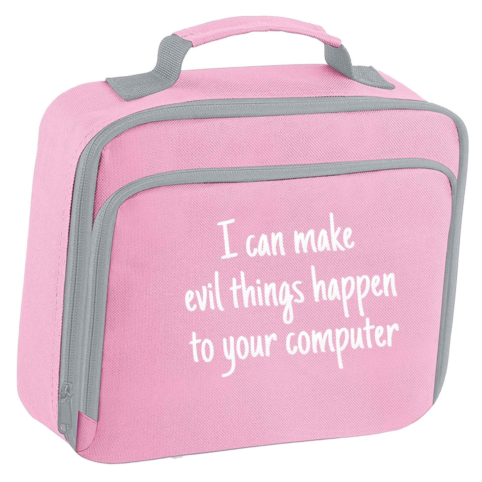 I can make evil things happen to your computer insulated pink lunch bag cooler