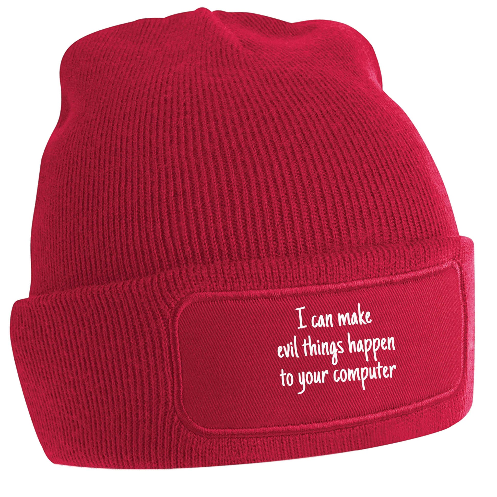I can make evil things happen to your computer red beanie hat