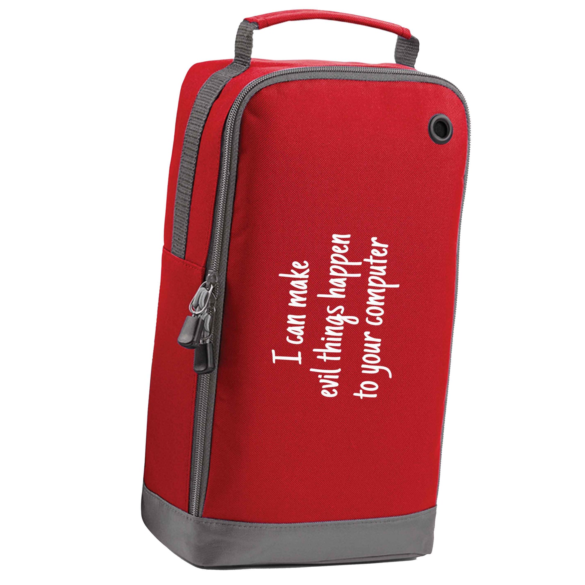 I can make evil things happen to your computer red sports shoe bag vertical print