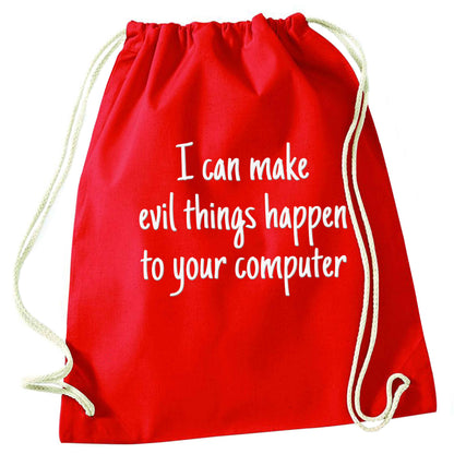 I can make evil things happen to your computer red drawstring bag 