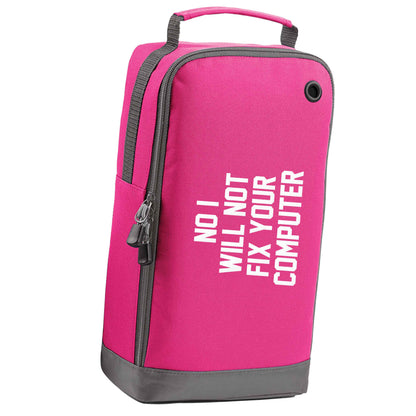 No I will not fix your computer pink sports shoe bag horizontal print
