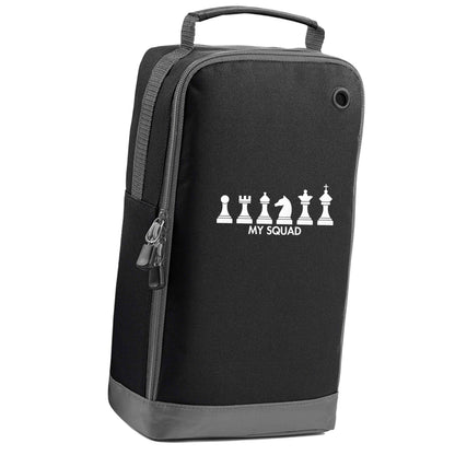 My squad black sports shoe bag vertical print