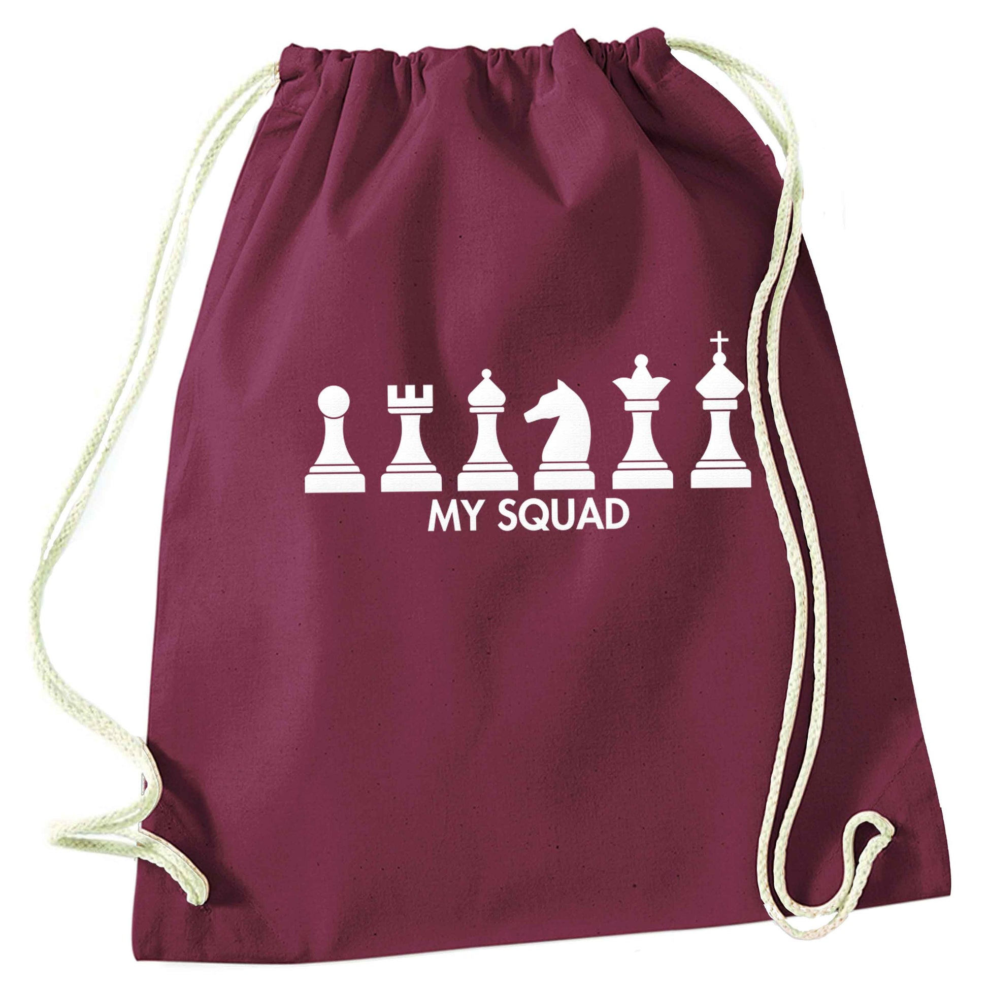My squad maroon drawstring bag