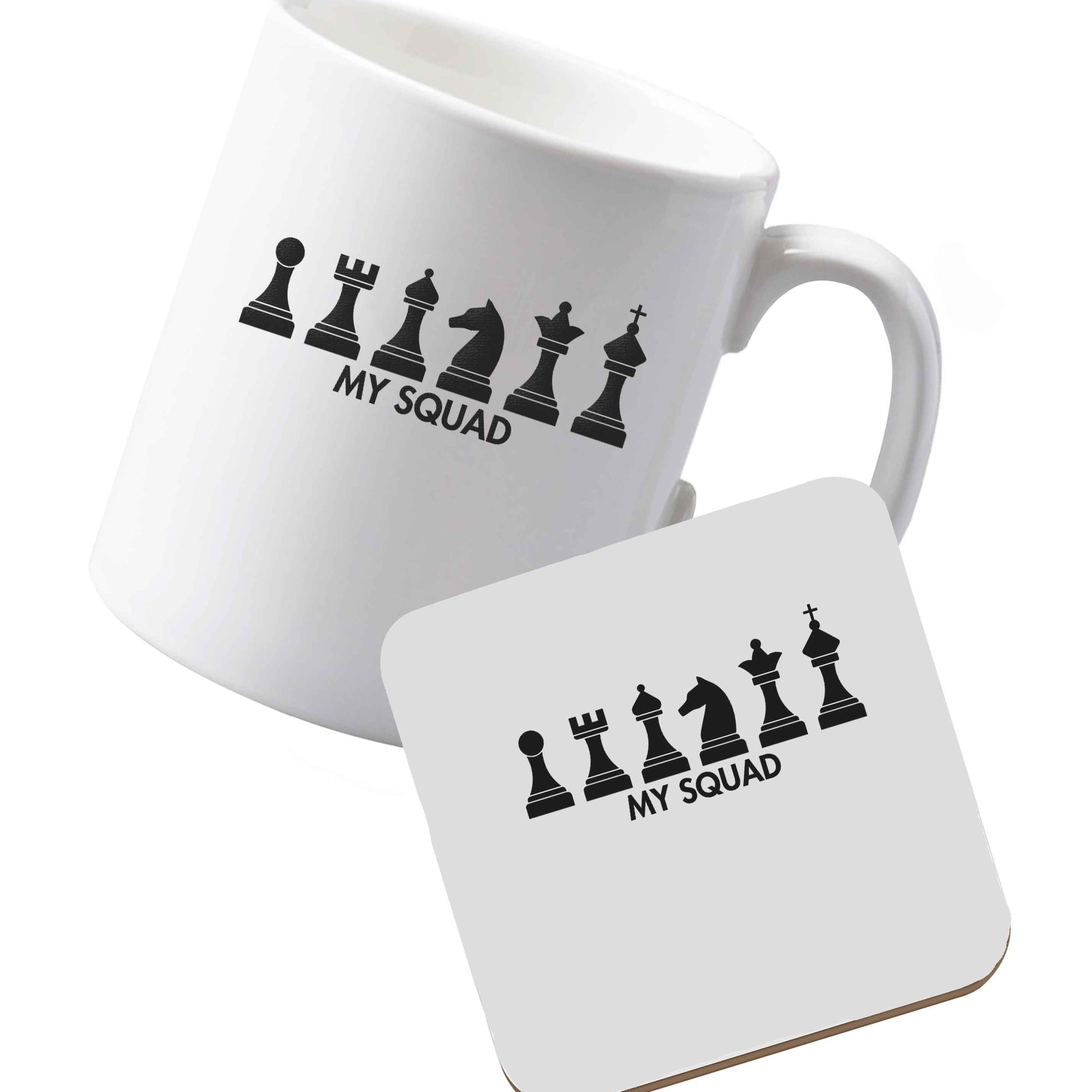 10 oz Ceramic mug and coaster My squad left sided