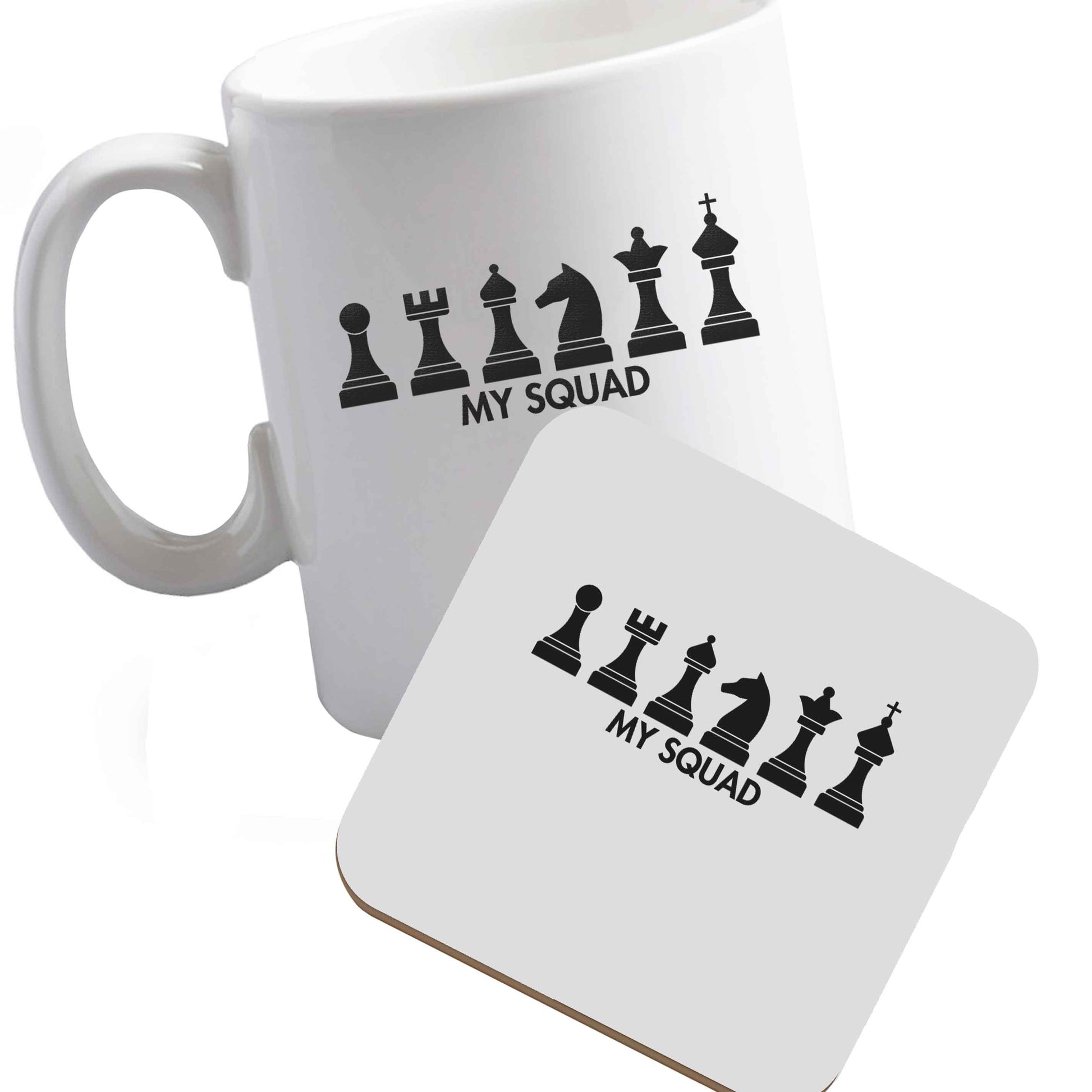 10 oz Ceramic mug and coaster My squad both sides