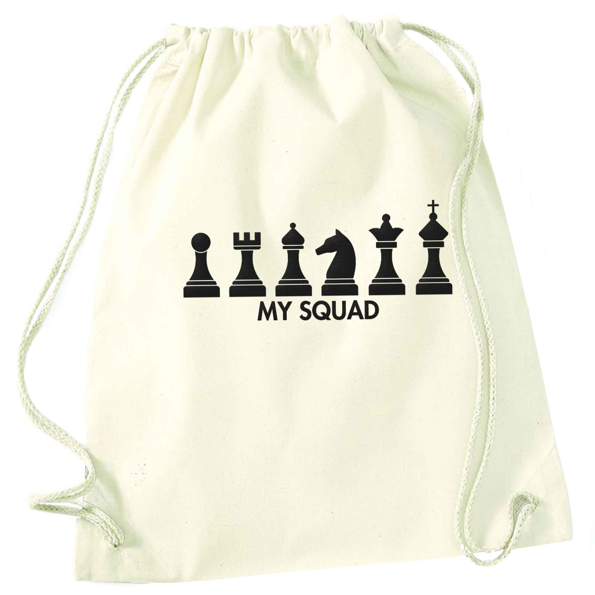 My squad natural drawstring bag