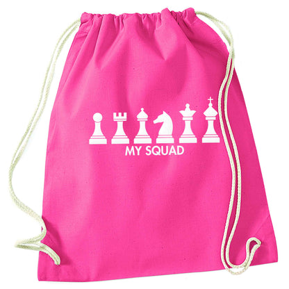 My squad pink drawstring bag