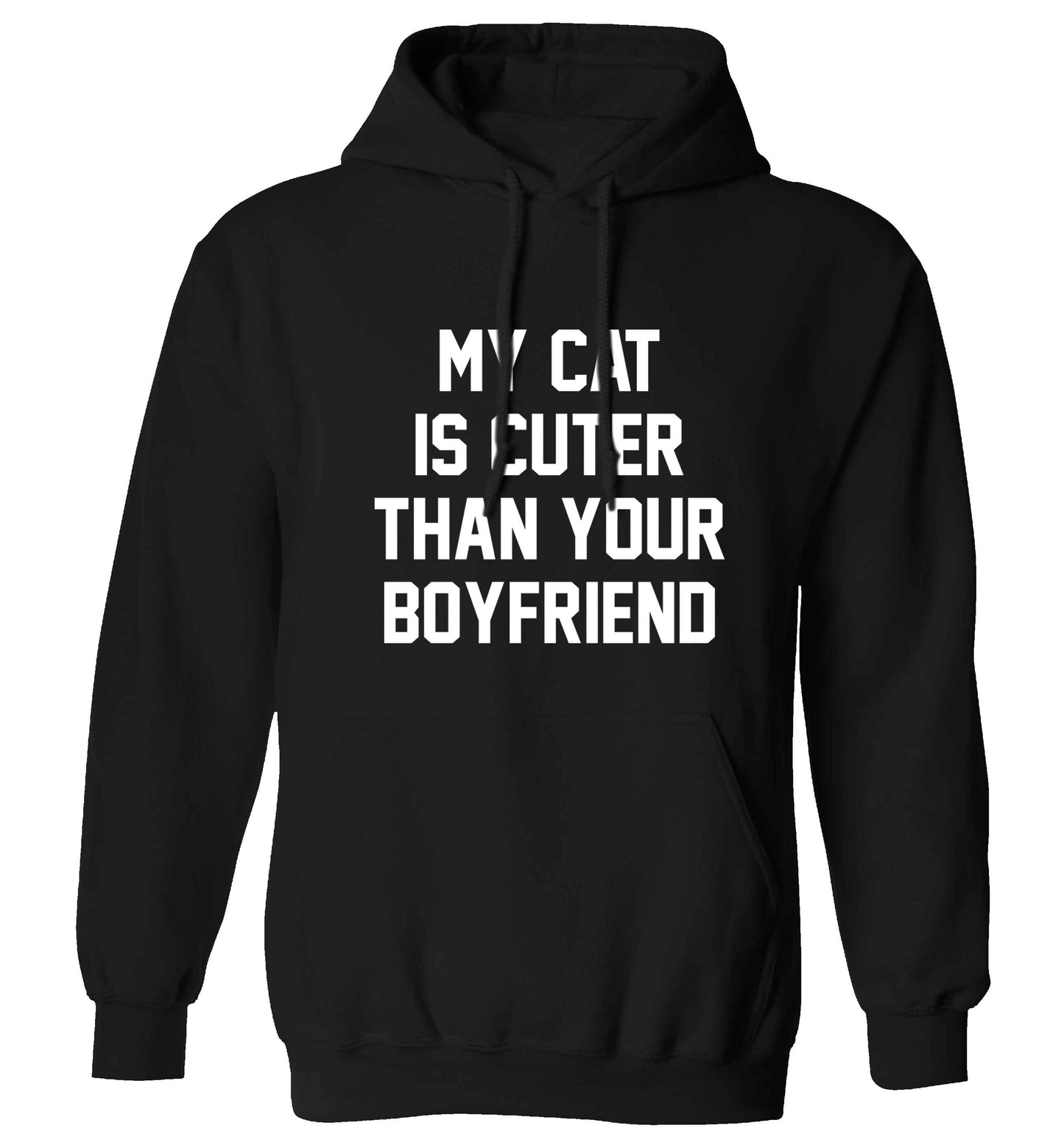 My cat is cuter than your boyfriend adults unisex black hoodie 2XL