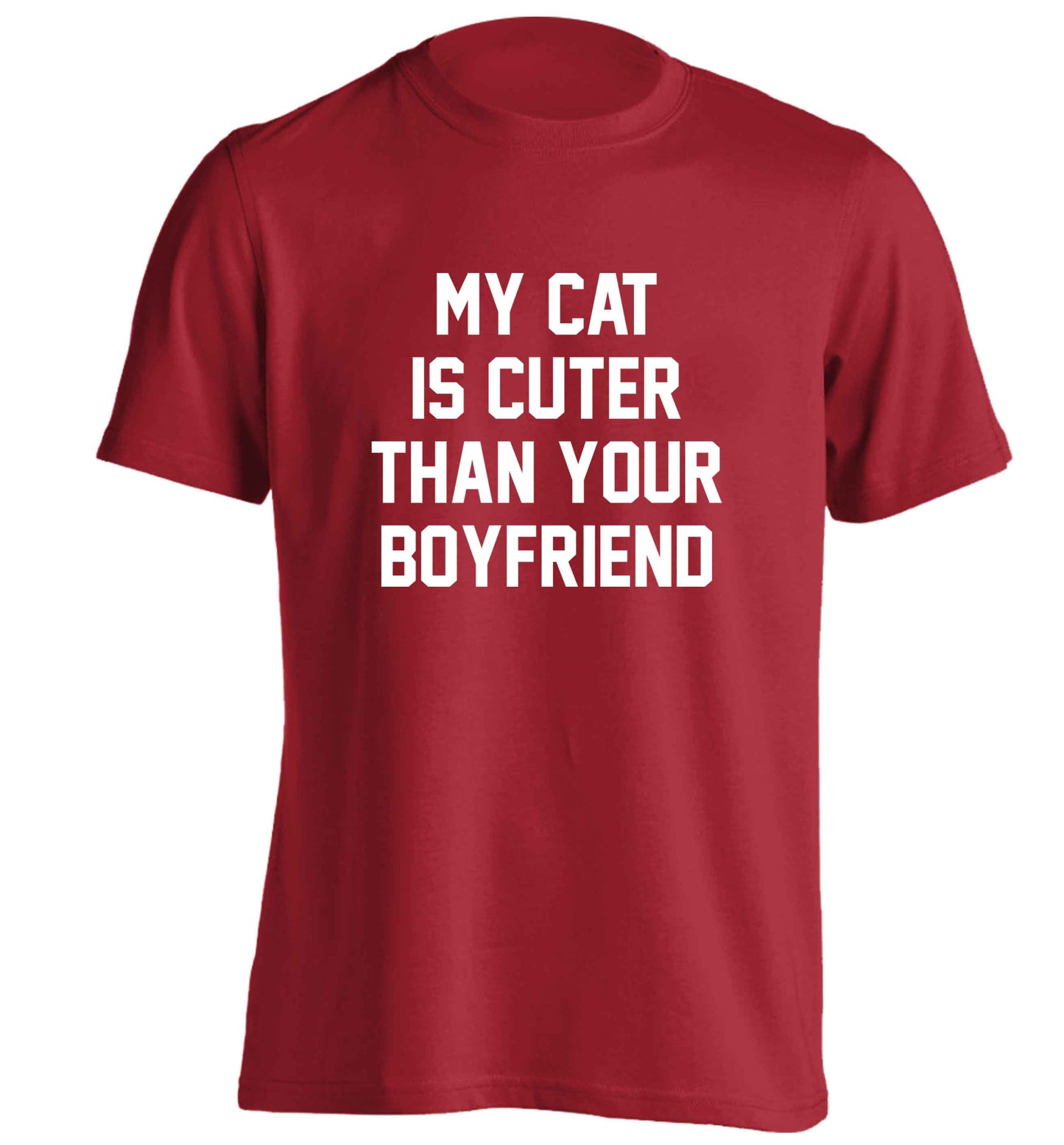 My cat is cuter than your boyfriend adults unisex red Tshirt 2XL