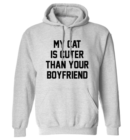 My cat is cuter than your boyfriend adults unisex grey hoodie 2XL