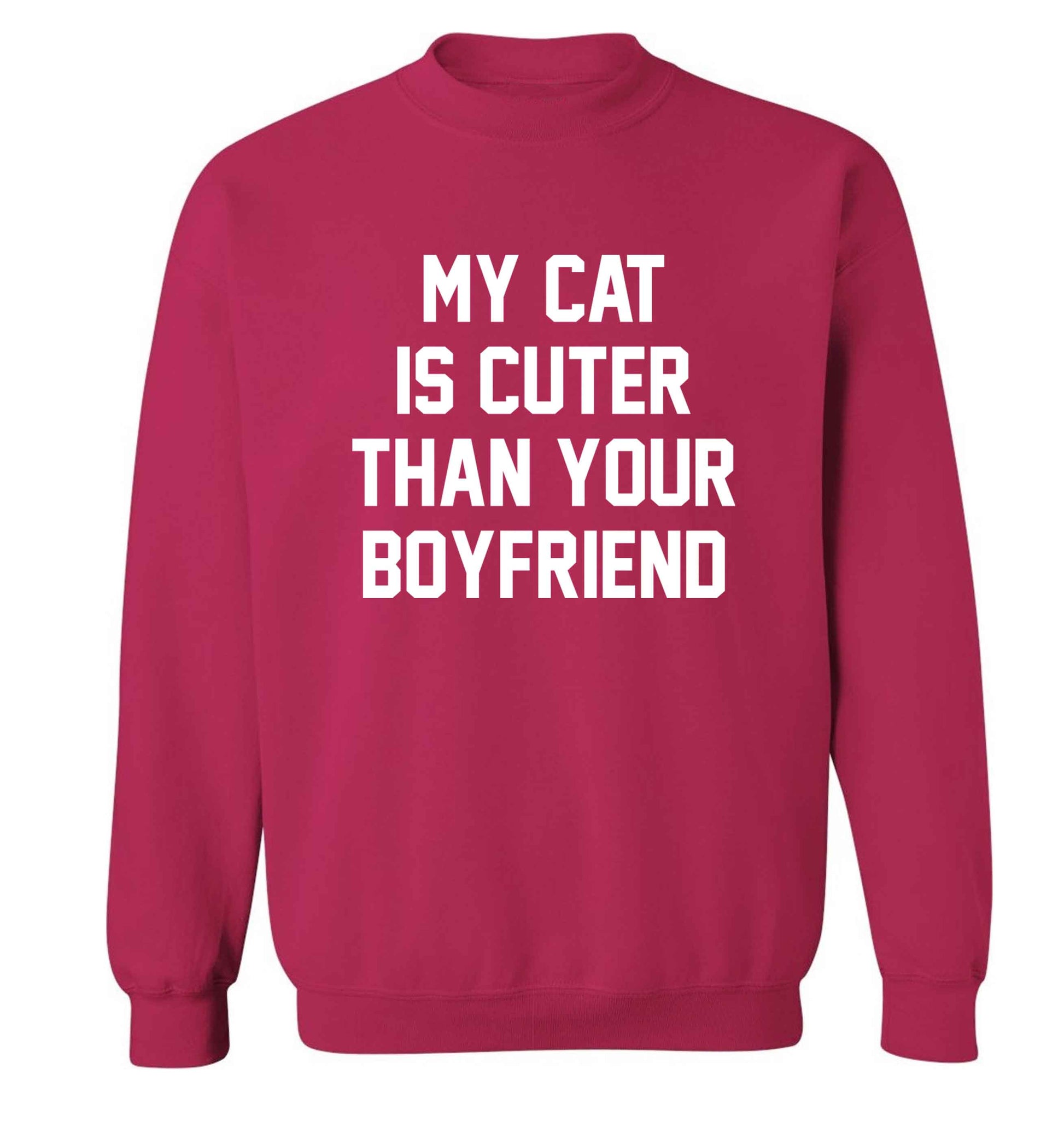 My cat is cuter than your boyfriend adult's unisex pink sweater 2XL