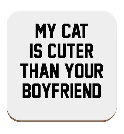 My cat is cuter than your boyfriend set of four coasters