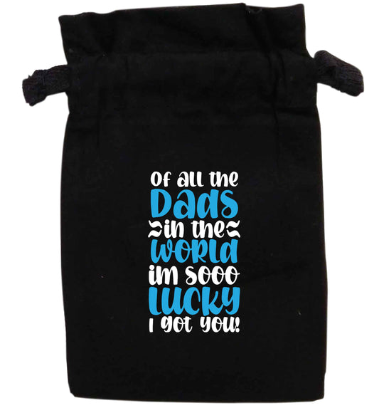 I'm as lucky as can be the worlds greatest dad belongs to me! | XS - L | Pouch / Drawstring bag / Sack | Organic Cotton | Bulk discounts available!