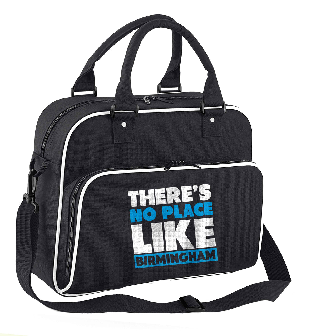 There's no place like Birmingham children's dance bag black with white detail