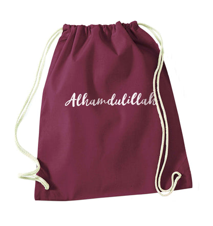 alhamdulillah maroon drawstring bag