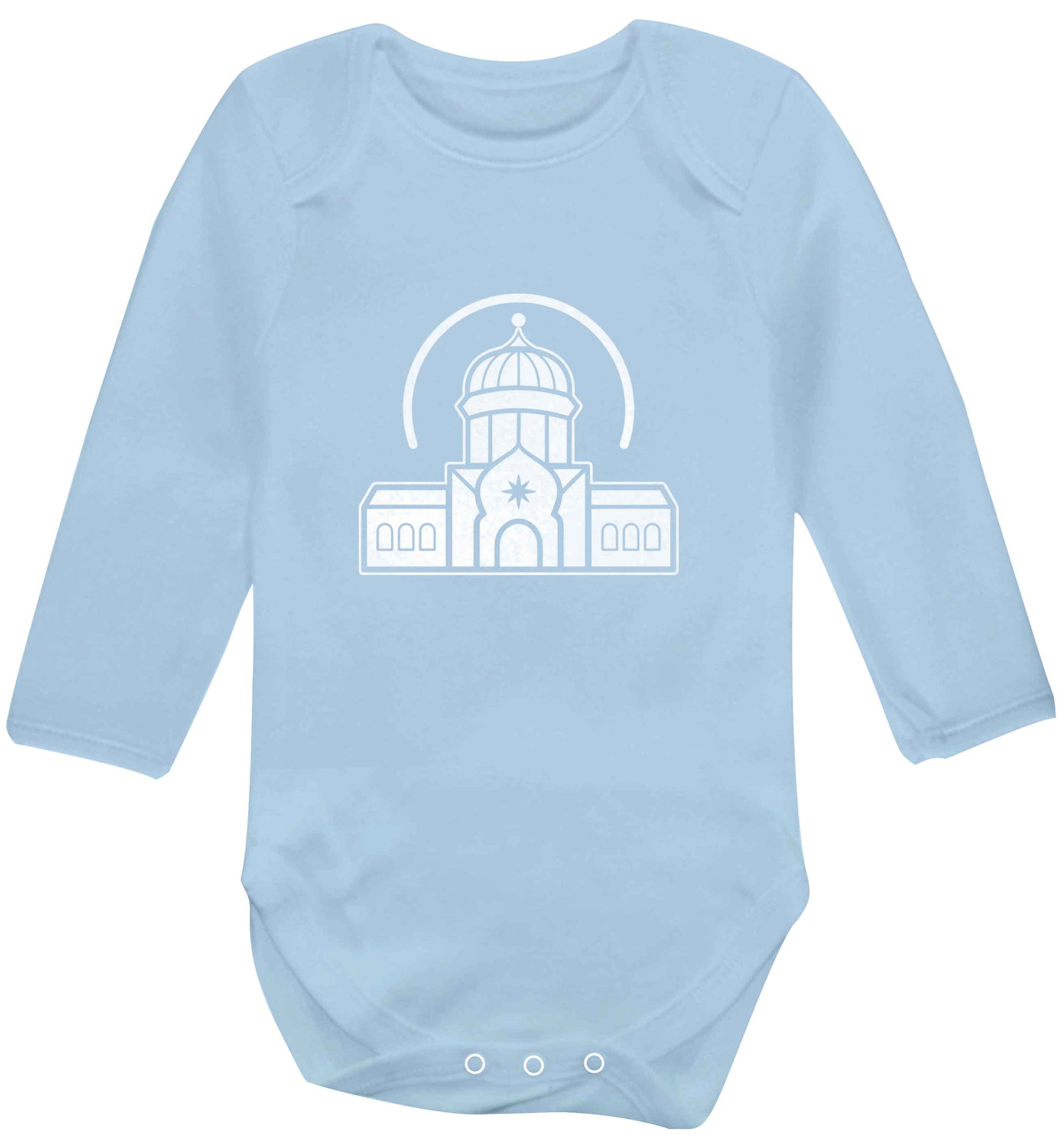 mosque masjid baby vest long sleeved pale blue 6-12 months