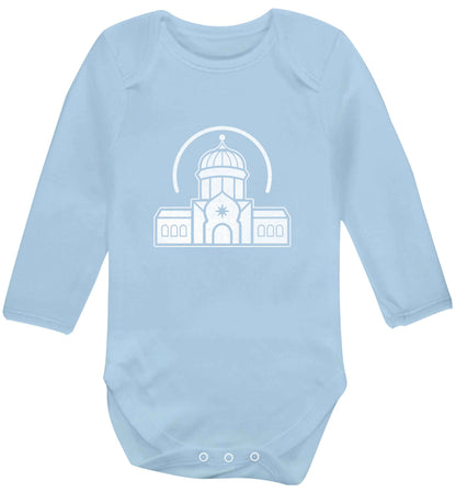 mosque masjid baby vest long sleeved pale blue 6-12 months