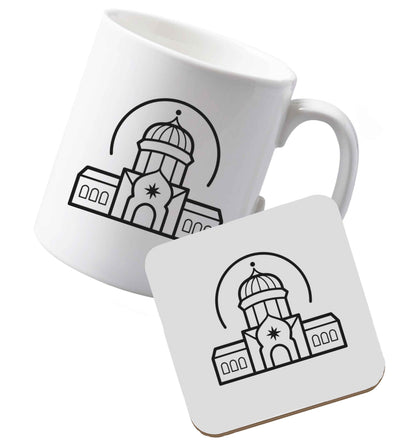10 oz Ceramic mug and coaster mosque masjid both sides