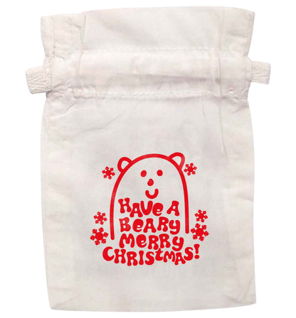 Have a beary merrry christmas | XS - L | Pouch / Drawstring bag / Sack | Organic Cotton | Bulk discounts available!