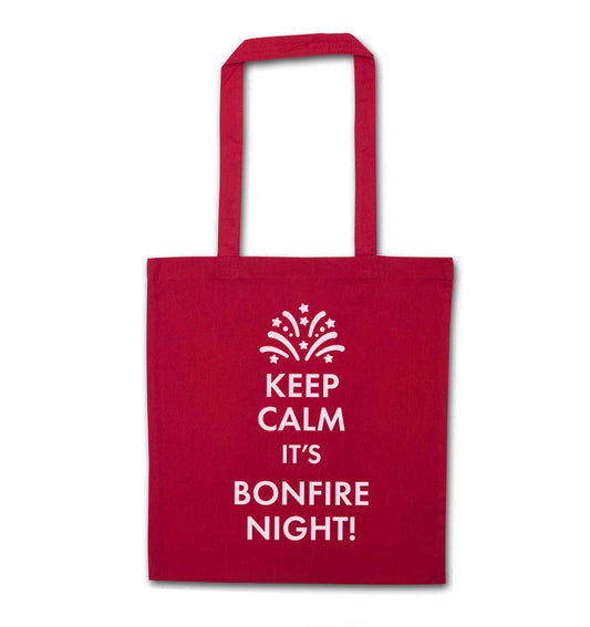 Keep calm its bonfire night red tote bag