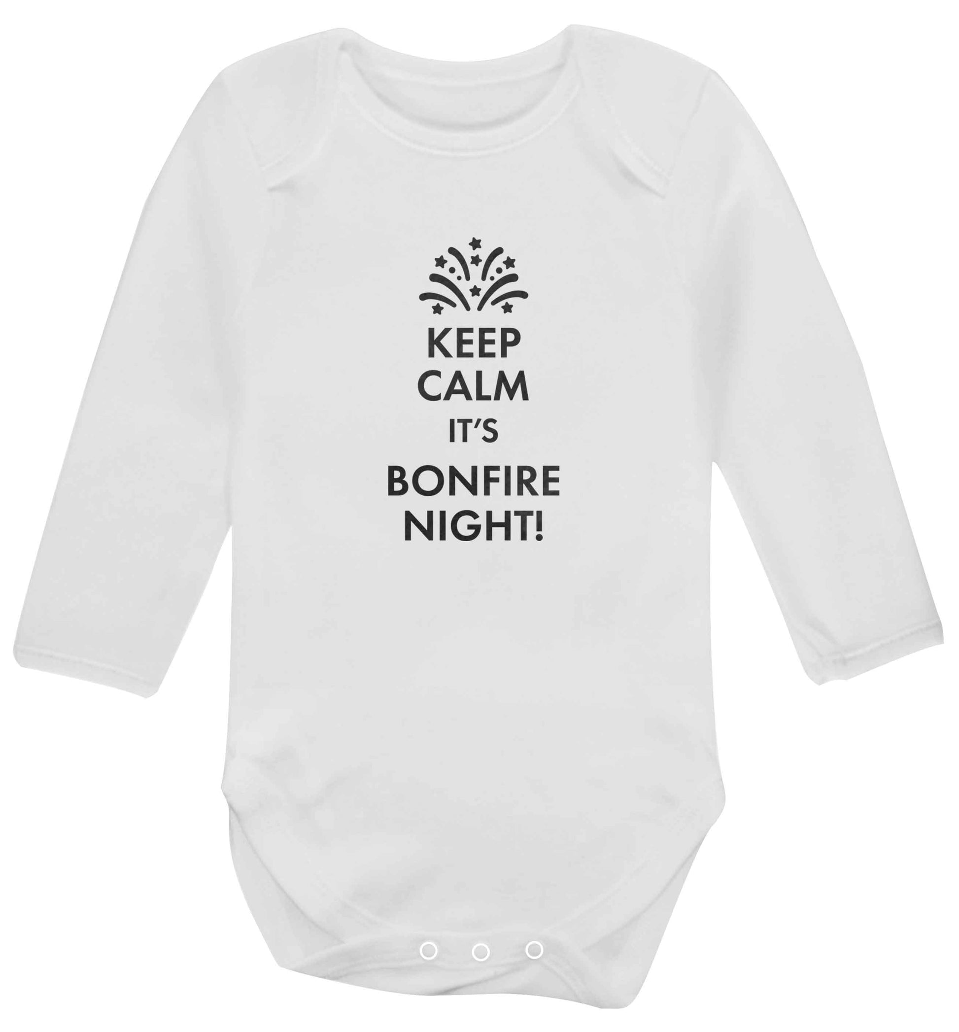 Keep calm its bonfire night baby vest long sleeved white 6-12 months