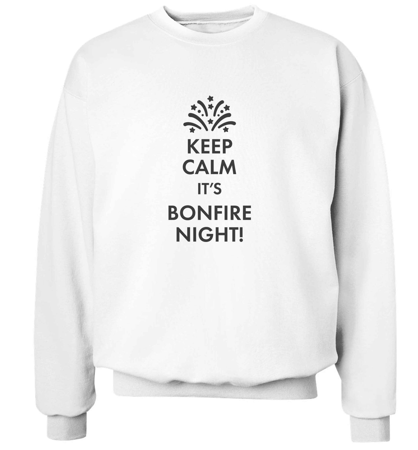 Keep calm its bonfire night adult's unisex white sweater 2XL