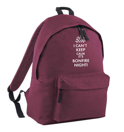 I can't keep calm its bonfire night maroon adults backpack