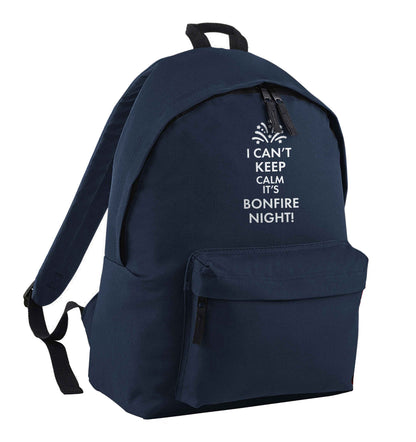 I can't keep calm its bonfire night navy children's backpack